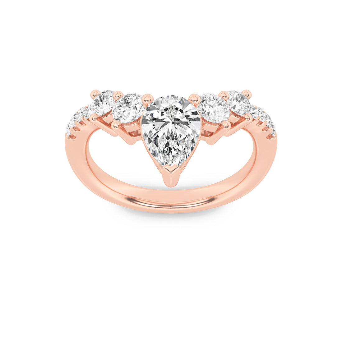 14K Rose Gold 1.5ctw Lab Diamond Pear Ring Sz 7