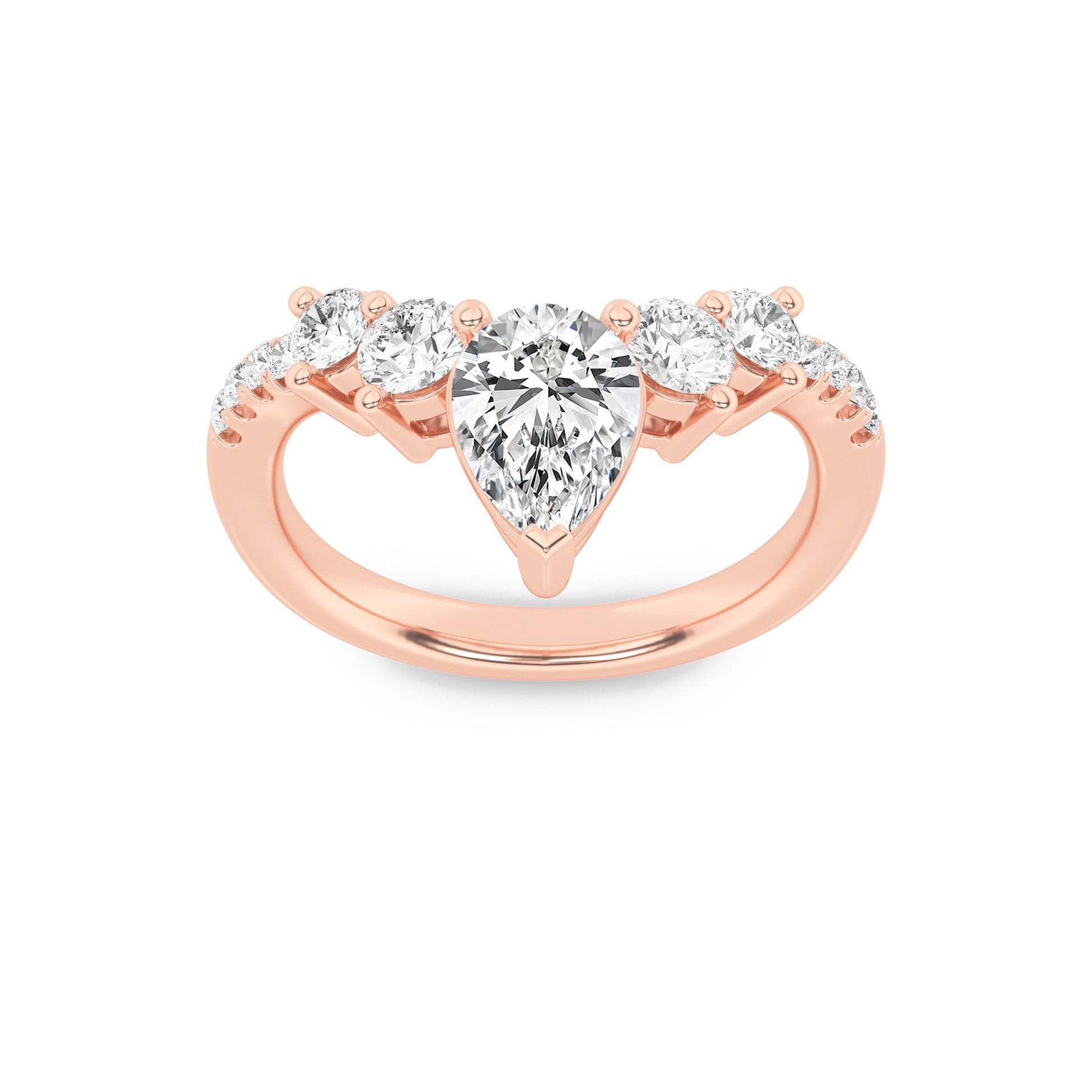14K Rose Gold 1.5ctw Lab Diamond Pear Ring Sz 7