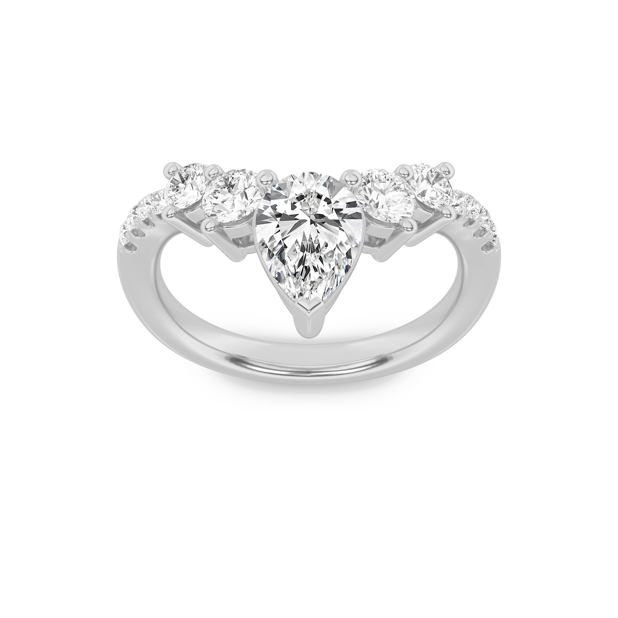14K White Gold 1.5ct Lab Diamond Pear Ring Sz 7