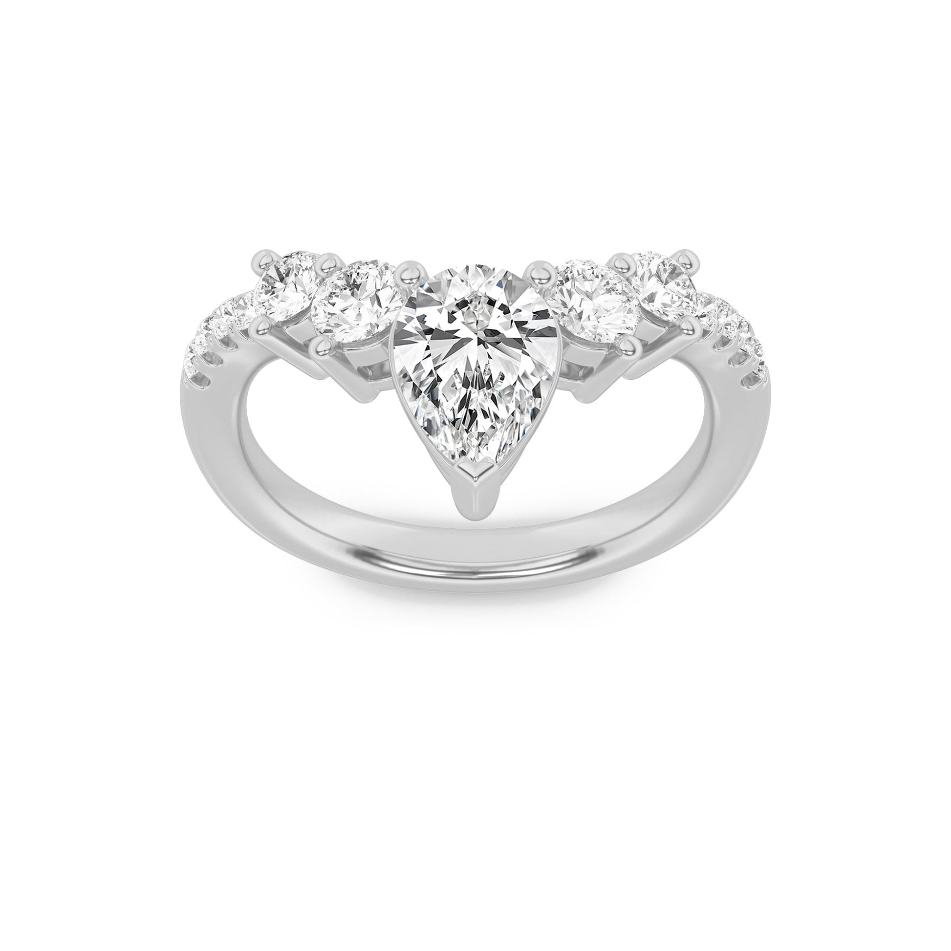 14K White Gold 1.5ct Lab Diamond Pear Ring Sz 7