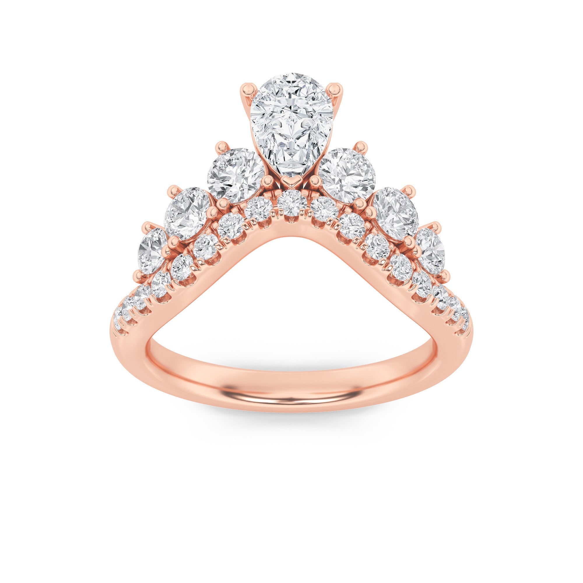 14K Rose Gold 1.5ctw Lab Diamond Pear Ring Sz 7