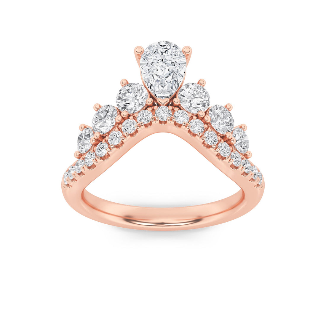 14K Rose Gold 1.5ctw Lab Diamond Pear Ring Sz 7