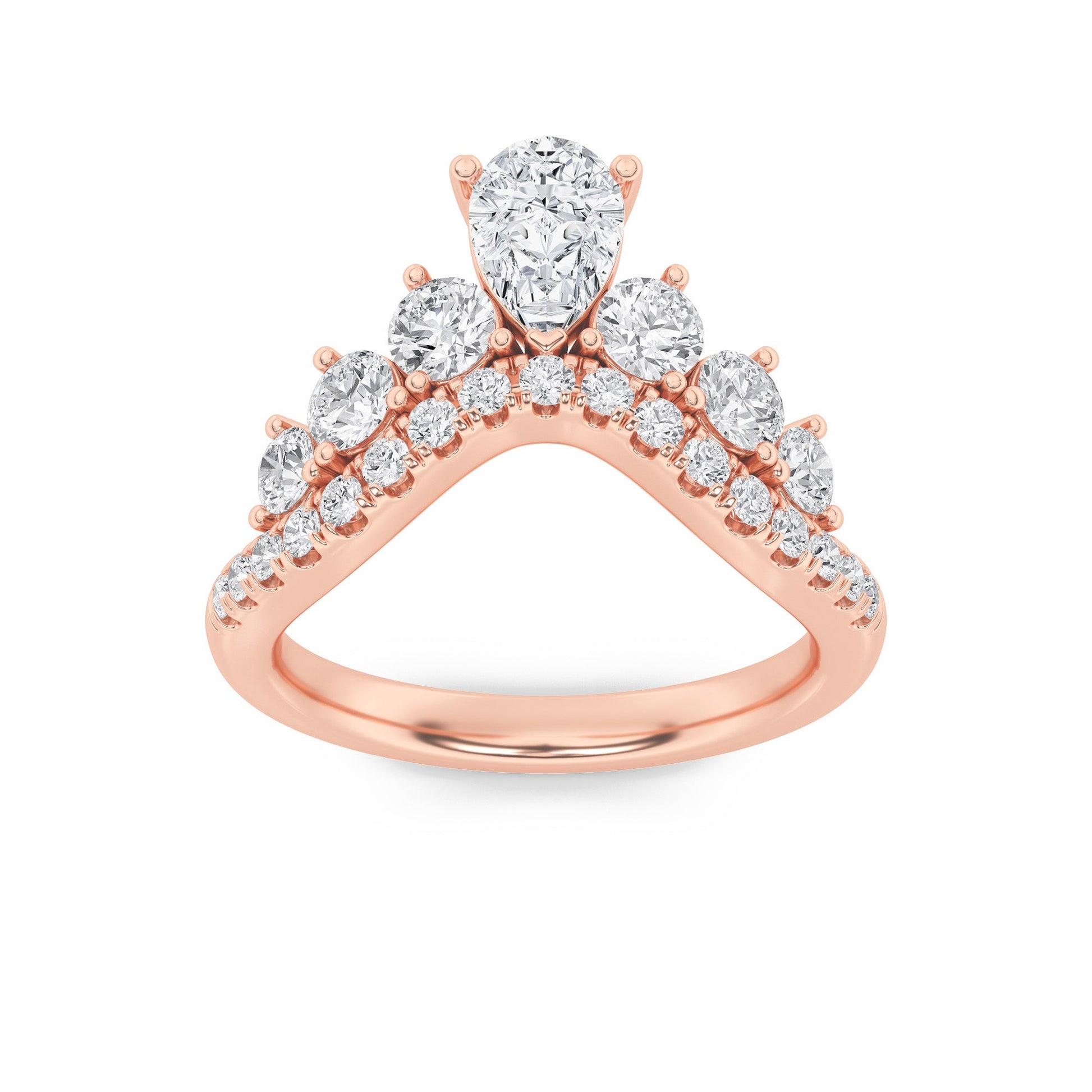 14K Rose Gold 1.5ctw Lab Diamond Pear Ring Sz 7
