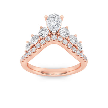 14K Rose Gold 1.5ctw Lab Diamond Pear Ring Sz 7