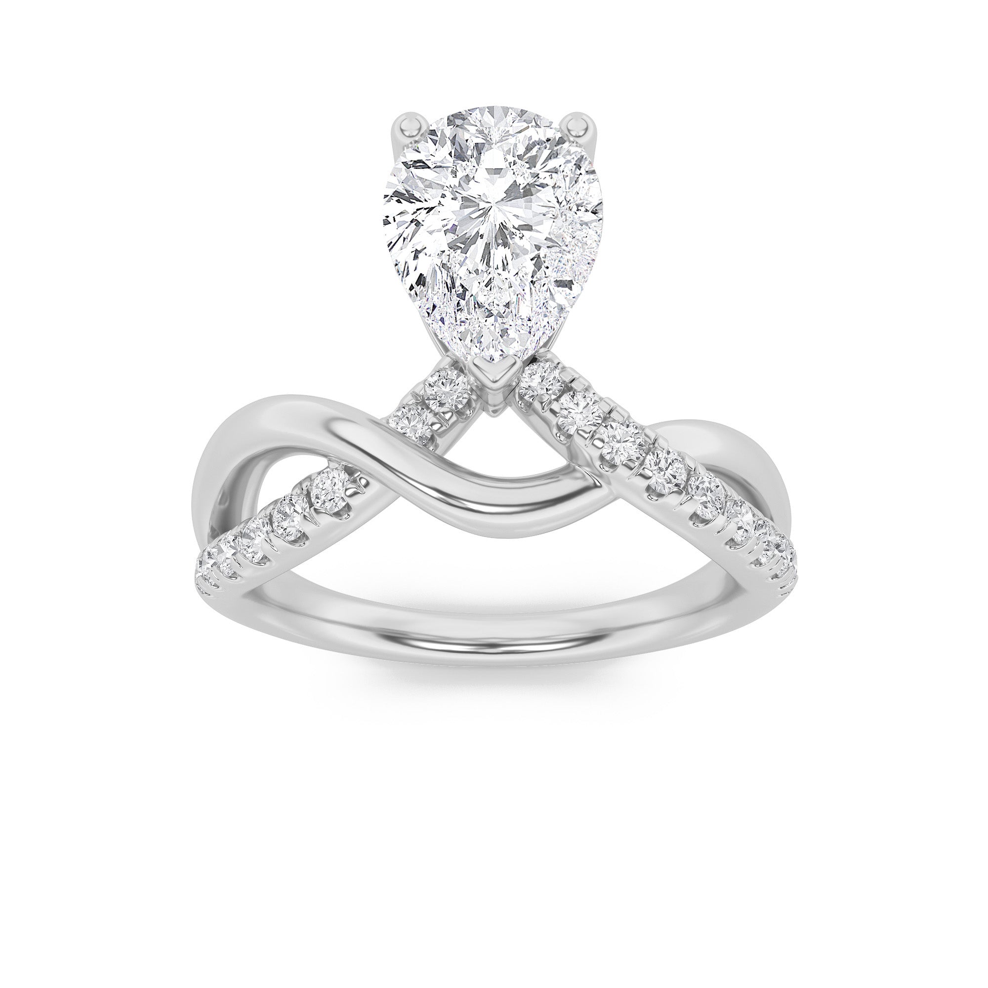 14K White Gold 1.5ct Lab Diamond Pear Ring Sz 7