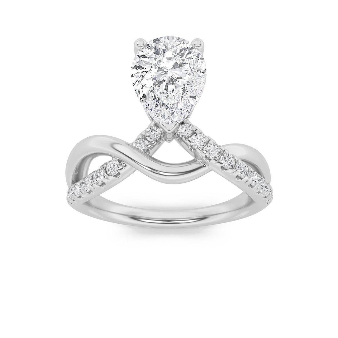 14K White Gold 1.5ct Lab Diamond Pear Ring Sz 7