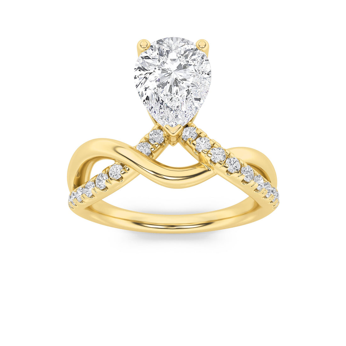 14K Yellow Gold 1.5ct Pear Lab Diamond Ring, Size 7