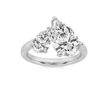 14K White Gold Blue Lab Diamond Pear Ring 2.8ctw