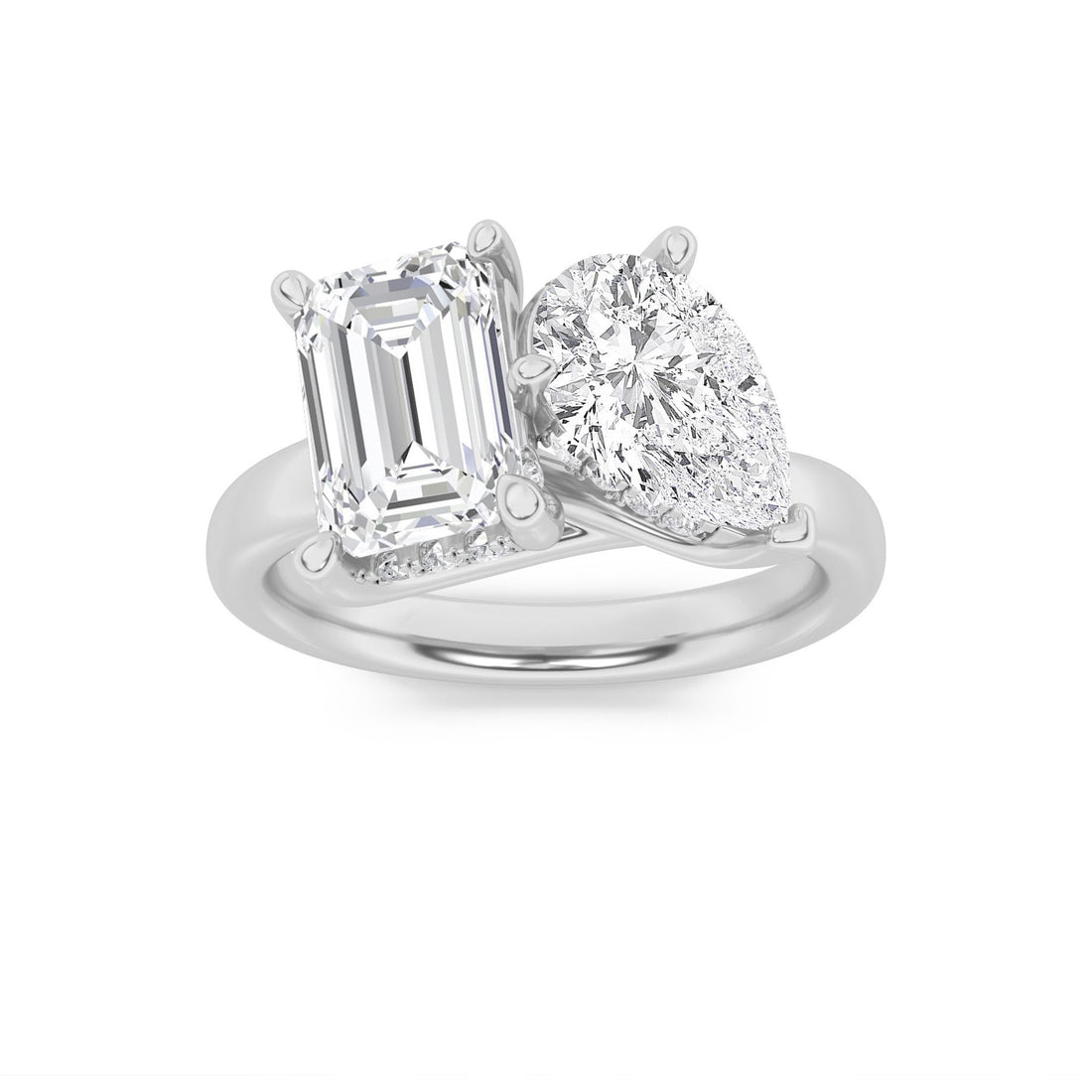 14K White Gold 3.1ctw Lab Diamond Emerald Pear Ring