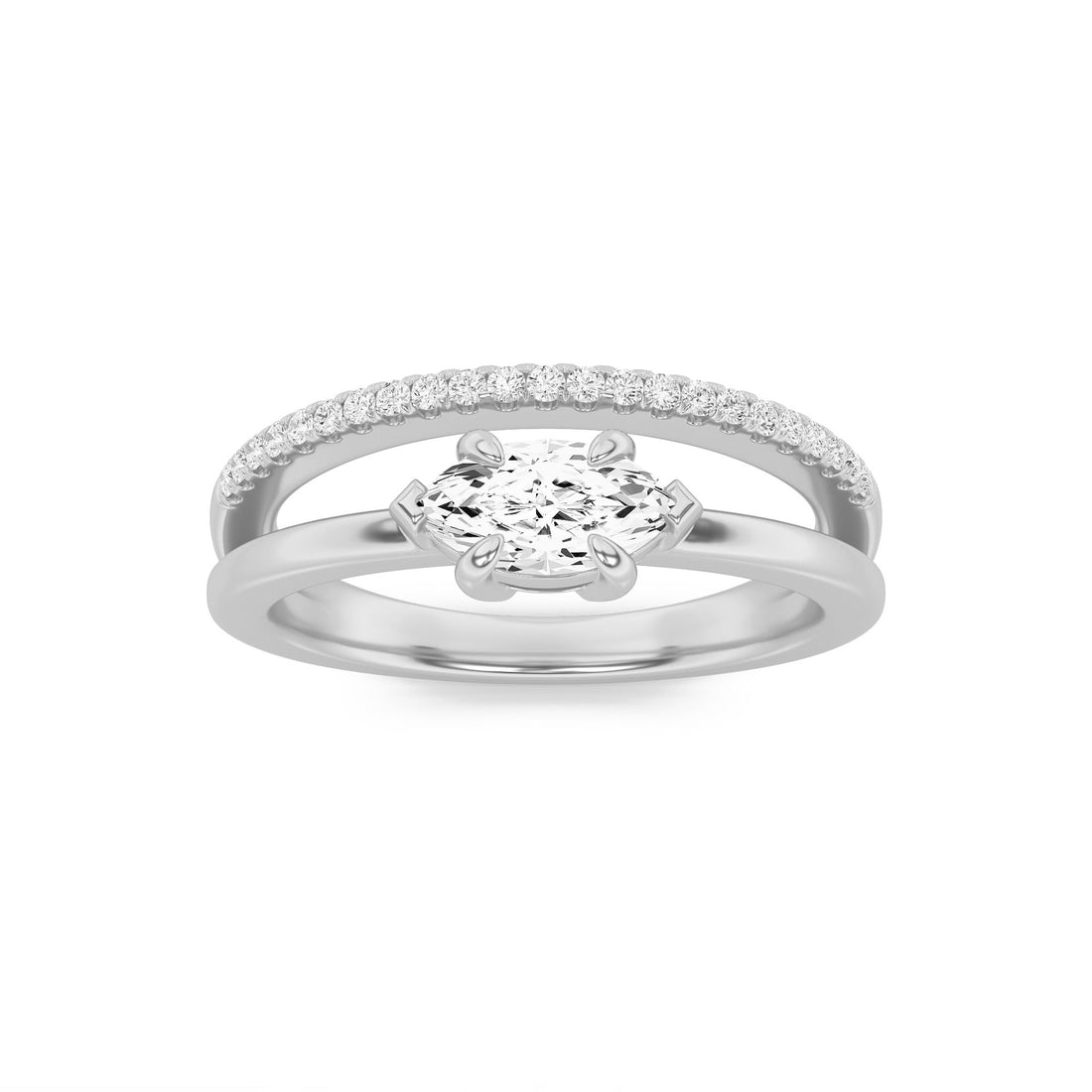 14K White Gold 0.5ct Lab Diamond Ring, Radiant F-VS+