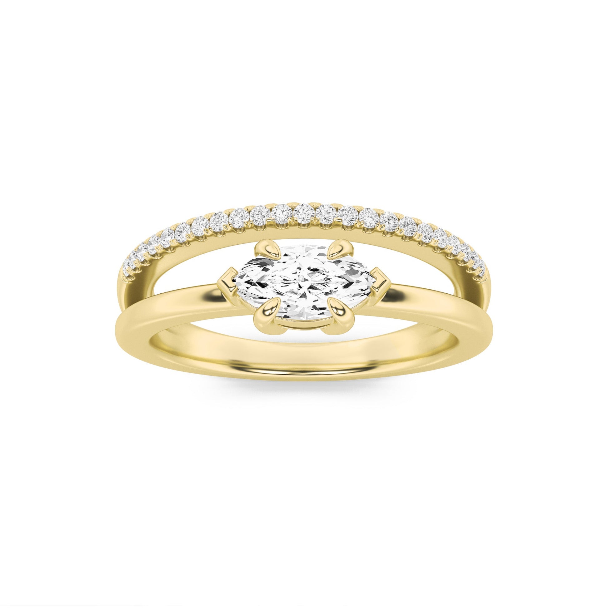 14K Yellow Gold 0.5ctw Lab Diamond Marquise Ring