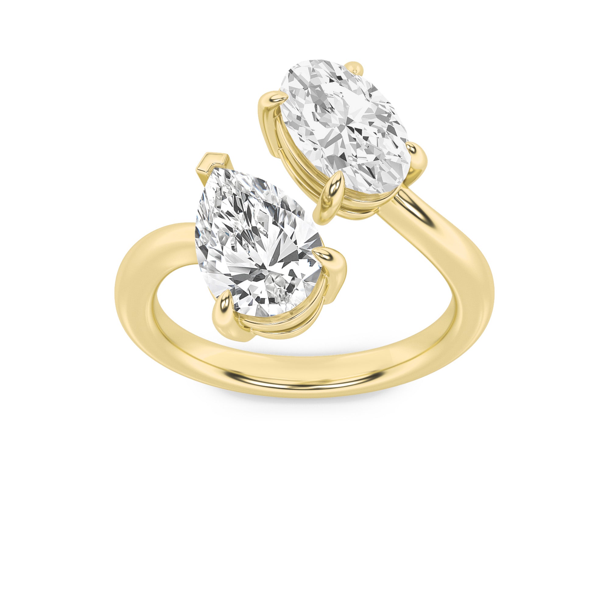 14K Yellow Gold 3ctw Lab Diamond Pear Oval Ring
