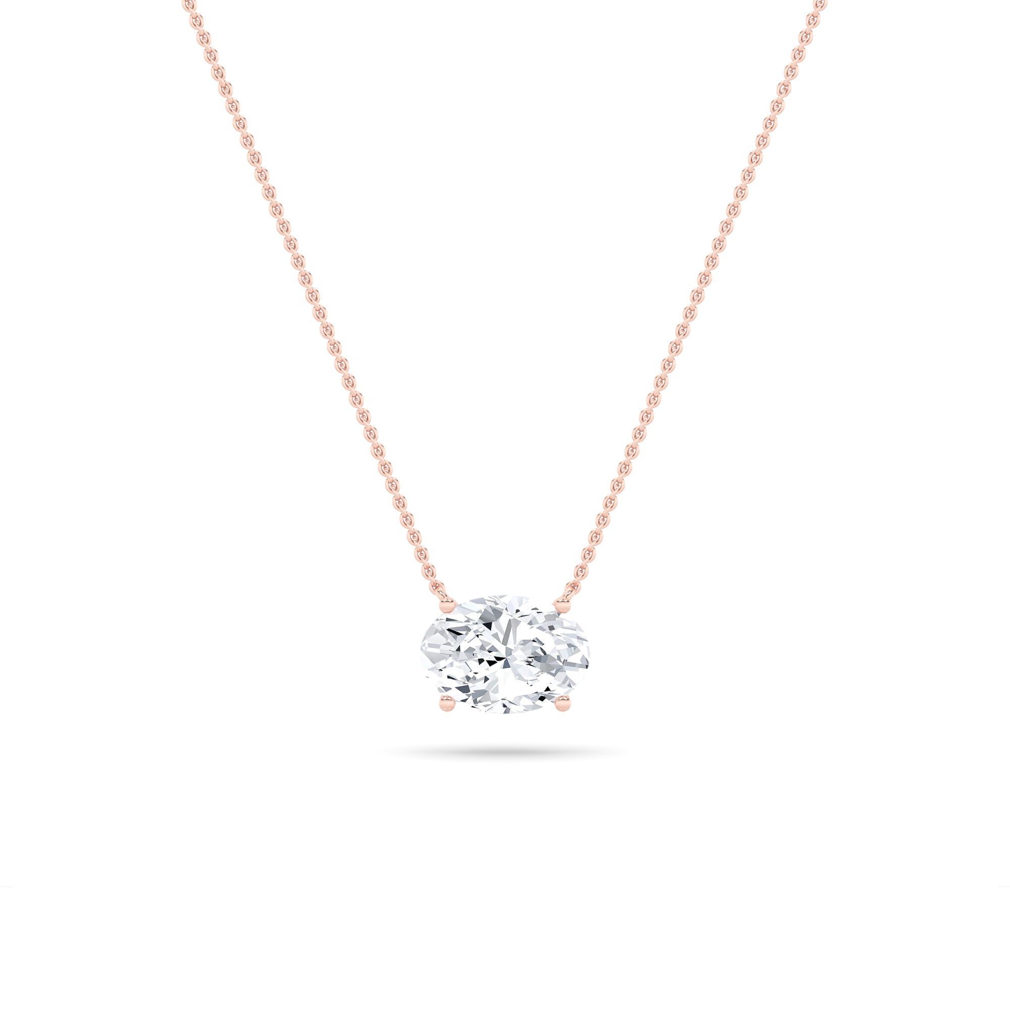14K Rose Gold 2ctw Oval Lab Diamond Pendant