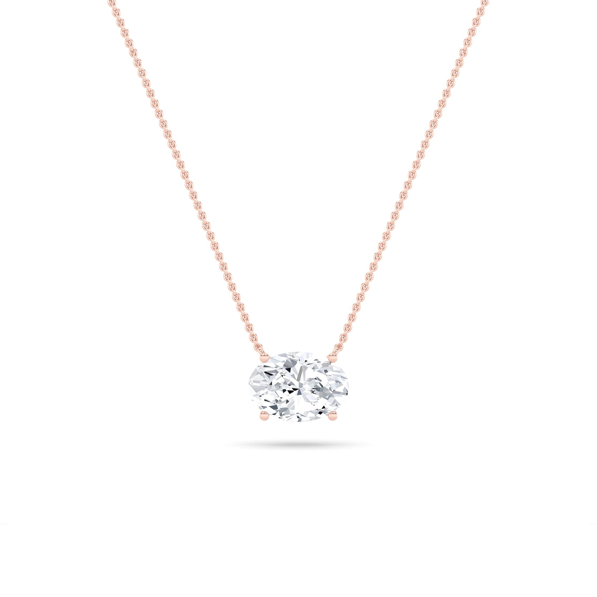 14K Rose Gold 2ctw Oval Lab Diamond Pendant