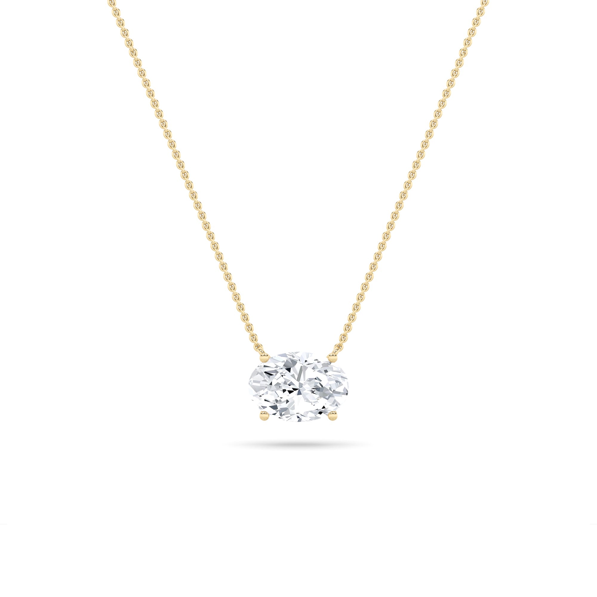 14K Yellow Gold Lab Diamond Oval Pendant 1ctw