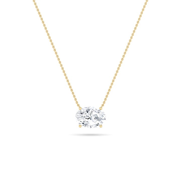 14K Yellow Gold Lab Diamond Oval Pendant 1ctw