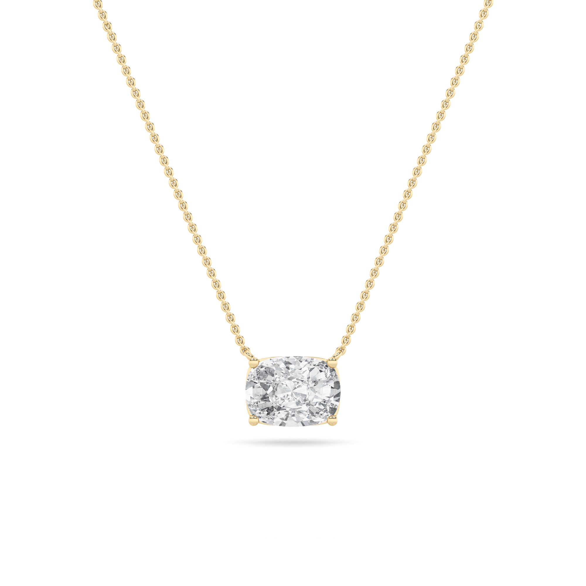 Radiant 1ctw F+ VS Lab Diamond Yellow Gold Pendant