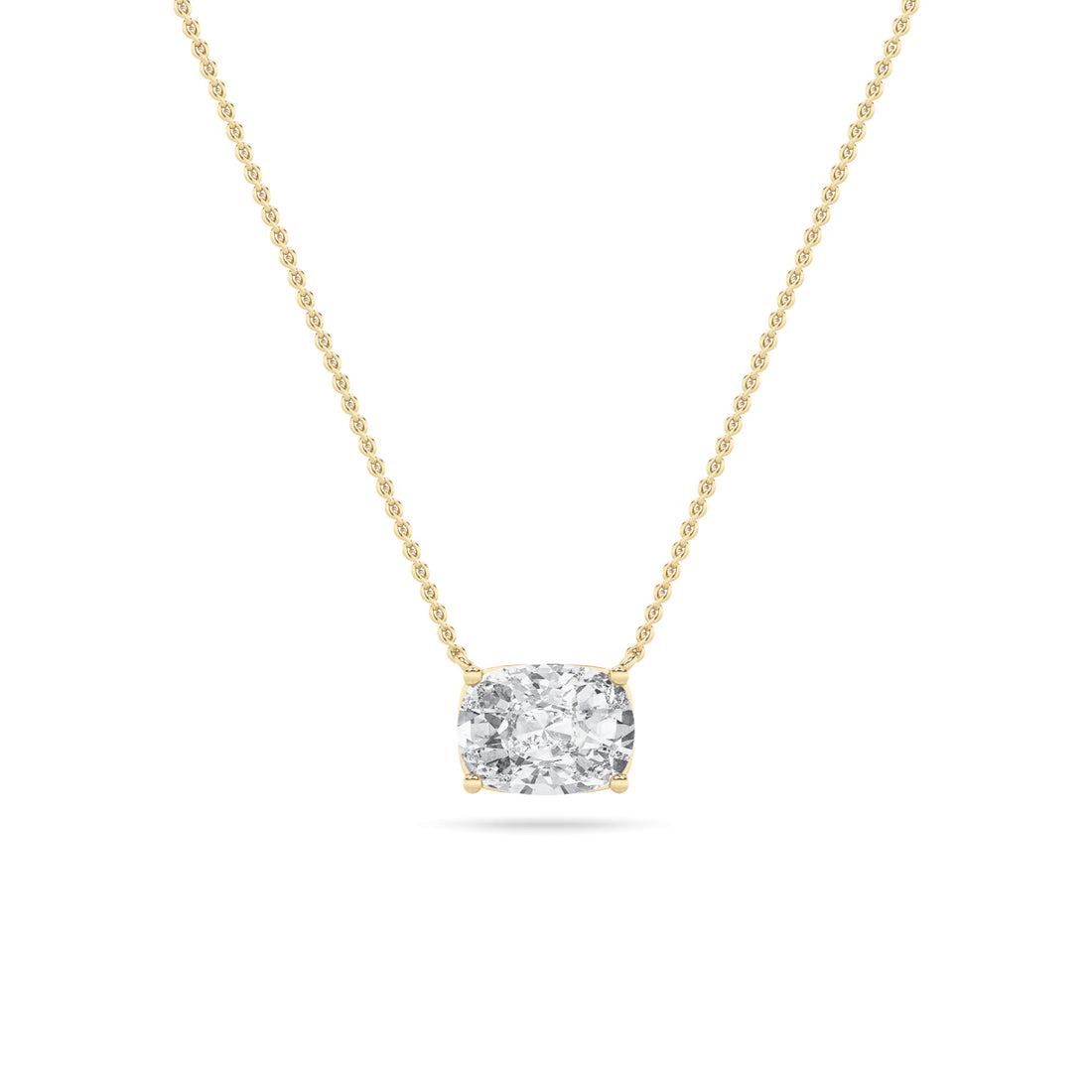 Radiant 1ctw F+ VS Lab Diamond Yellow Gold Pendant