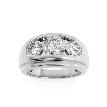 14K White Gold 3ctw Lab Diamond Mens Ring Sz 10