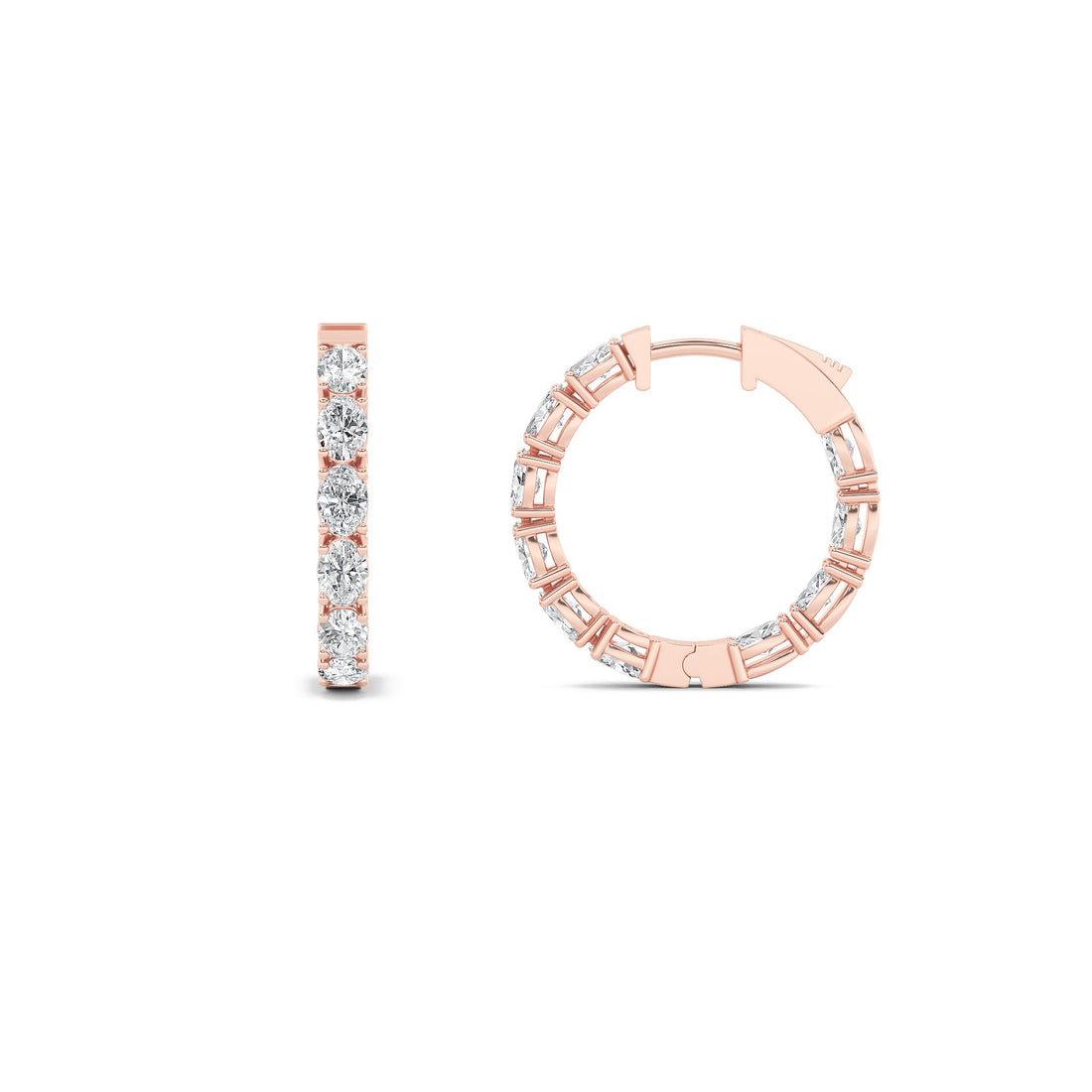 14K Rose Gold 3.9ctw F VVS+ Lab Diamond Stud Earrings