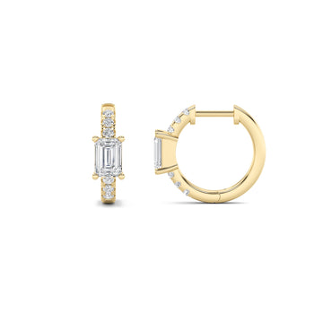 14K Yellow Gold 1.5ctw Lab Diamond Emerald Earrings
