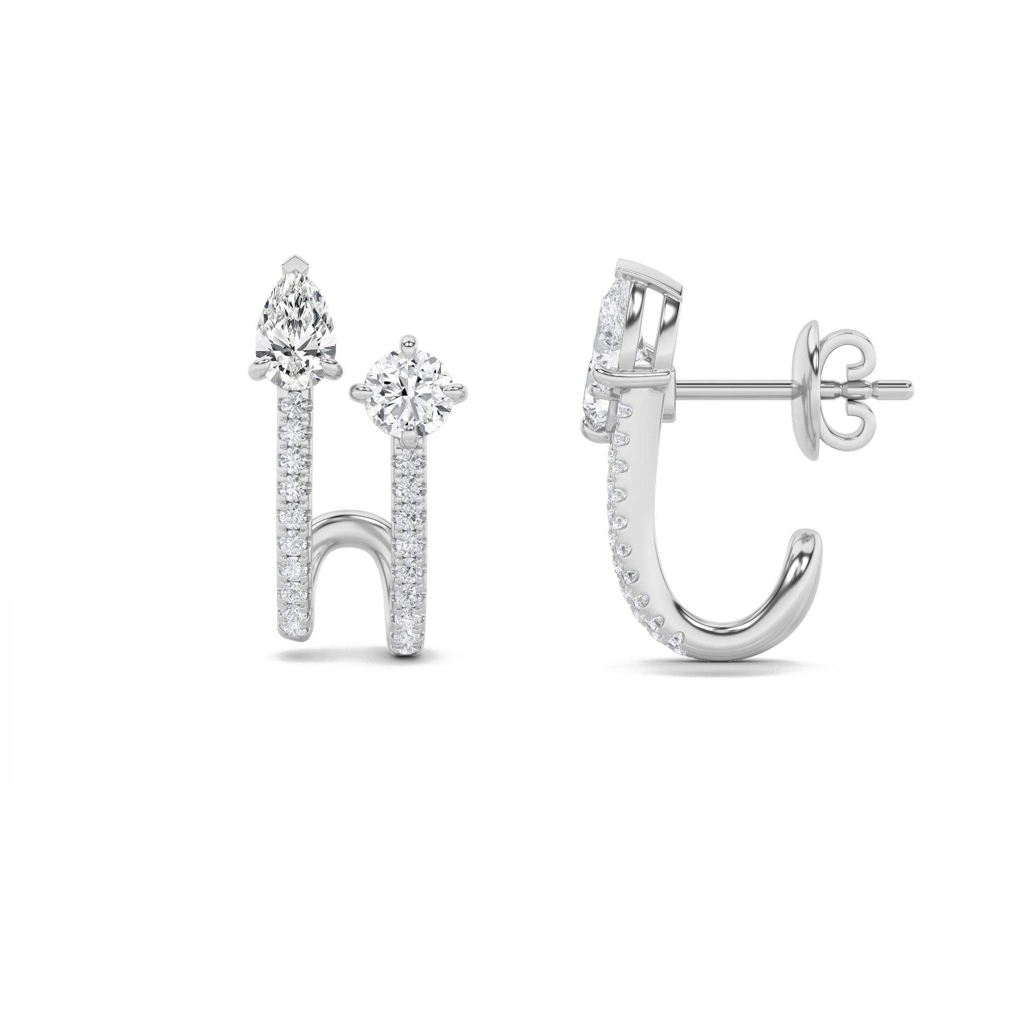 14K White Gold 2.5ctw Lab Diamond Earrings F/VVS+