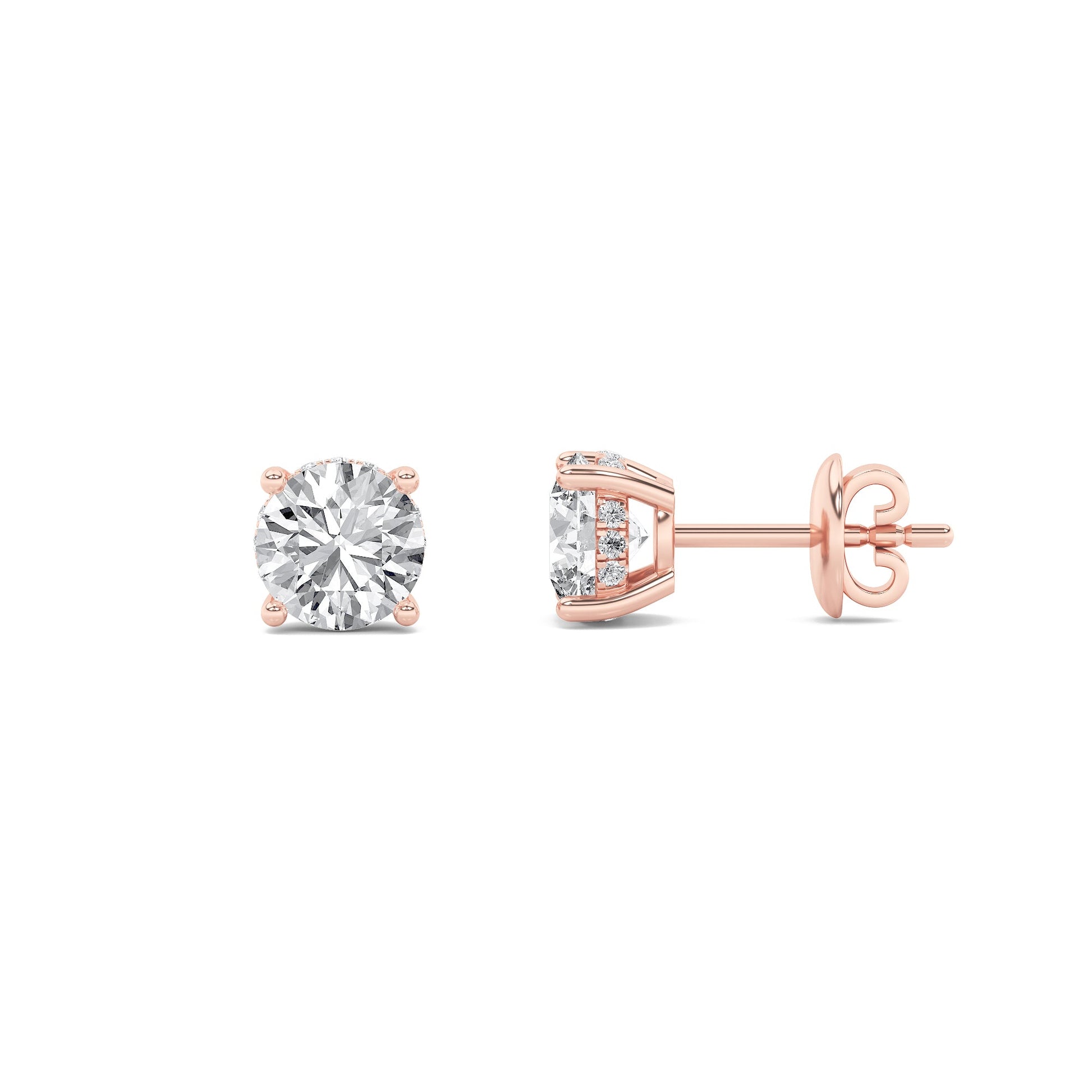 Radiant F+ VS+ Lab Diamond Rose Gold Earrings 2.9ctw