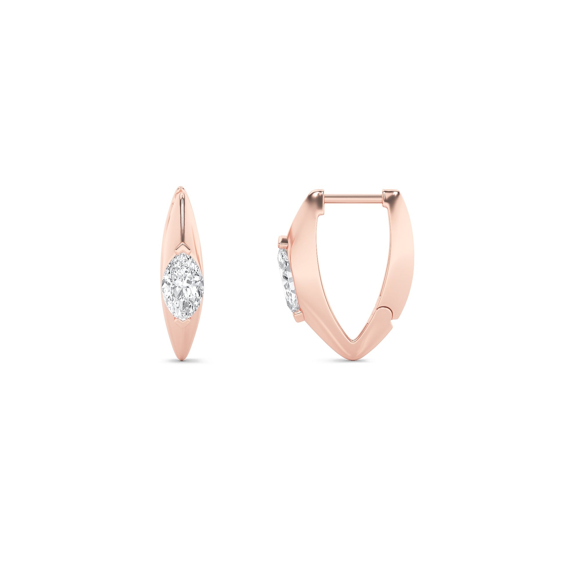 14K Rose Gold 1ctw Lab Diamond Marquise Stud Earrings