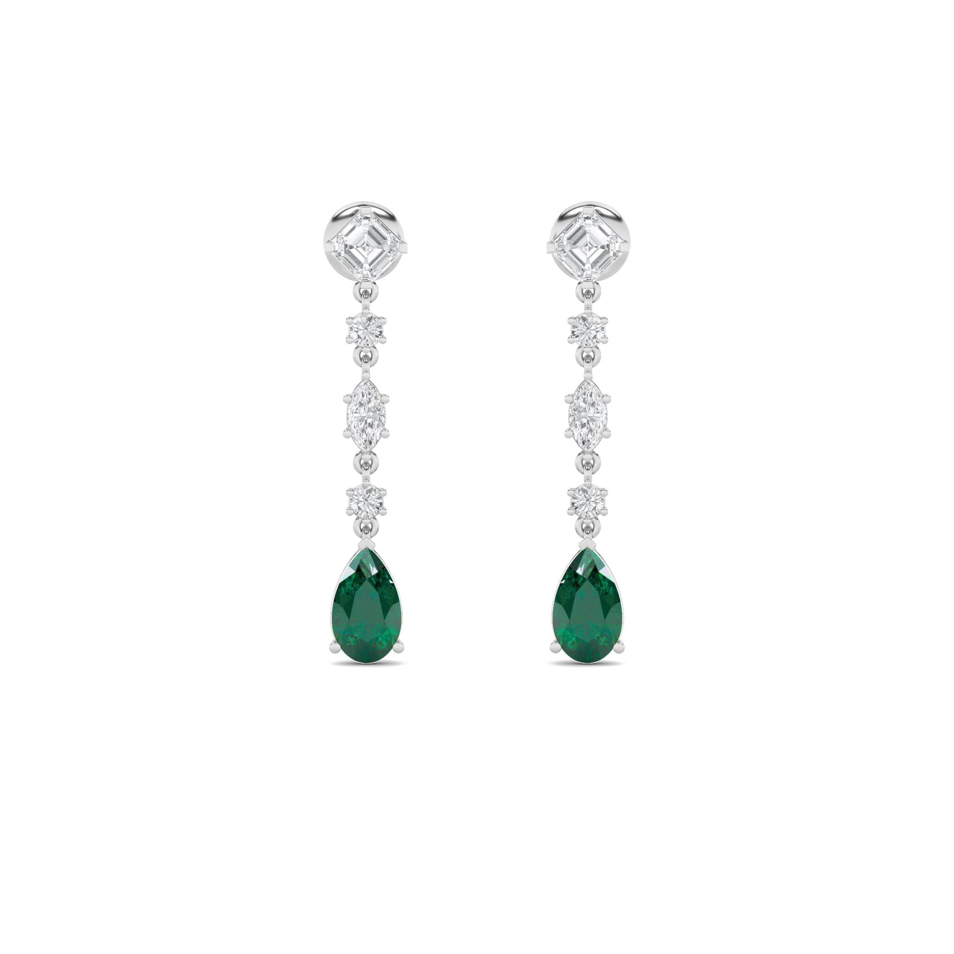 14K White Gold 8ctw Blue Lab Diamond Pear Asscher Earrings