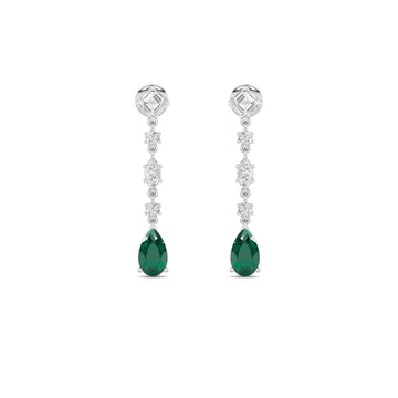 14K White Gold 8ctw Blue Lab Diamond Pear Asscher Earrings