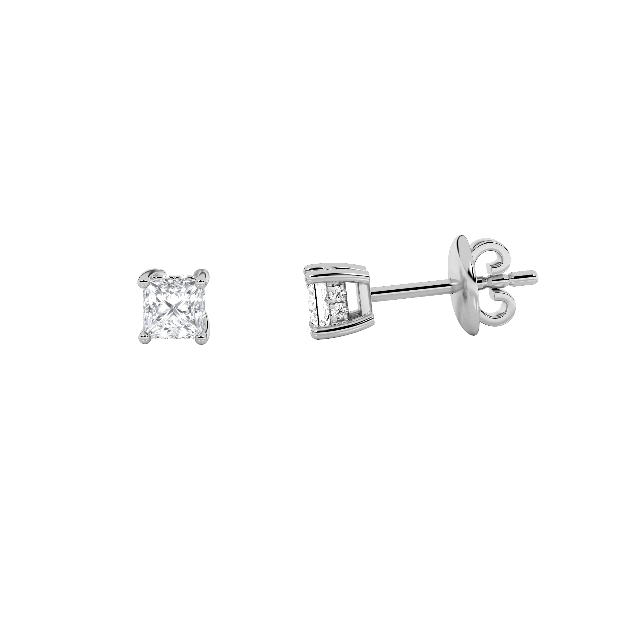 14K White Gold 1ctw Lab Diamond Princess Studs