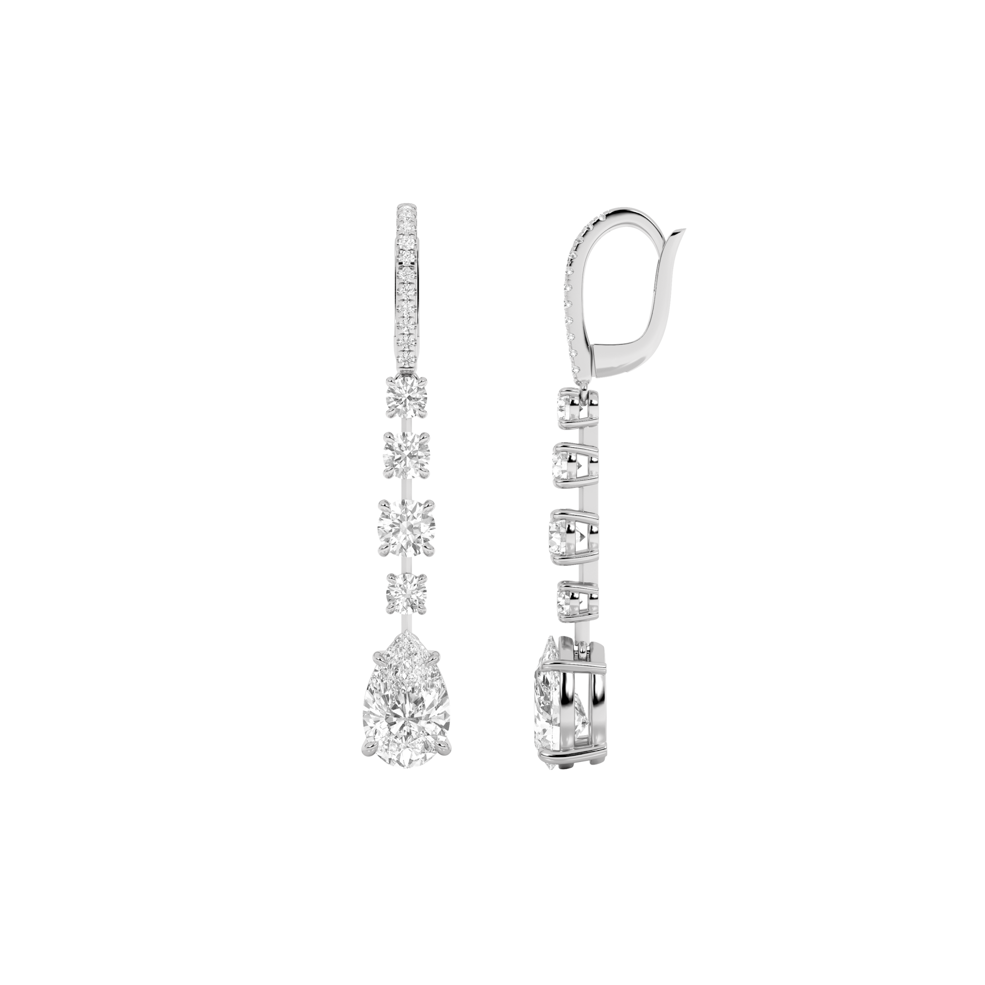 Celestial 14K White Gold Lab Diamond Pear Studs 4.56ctw