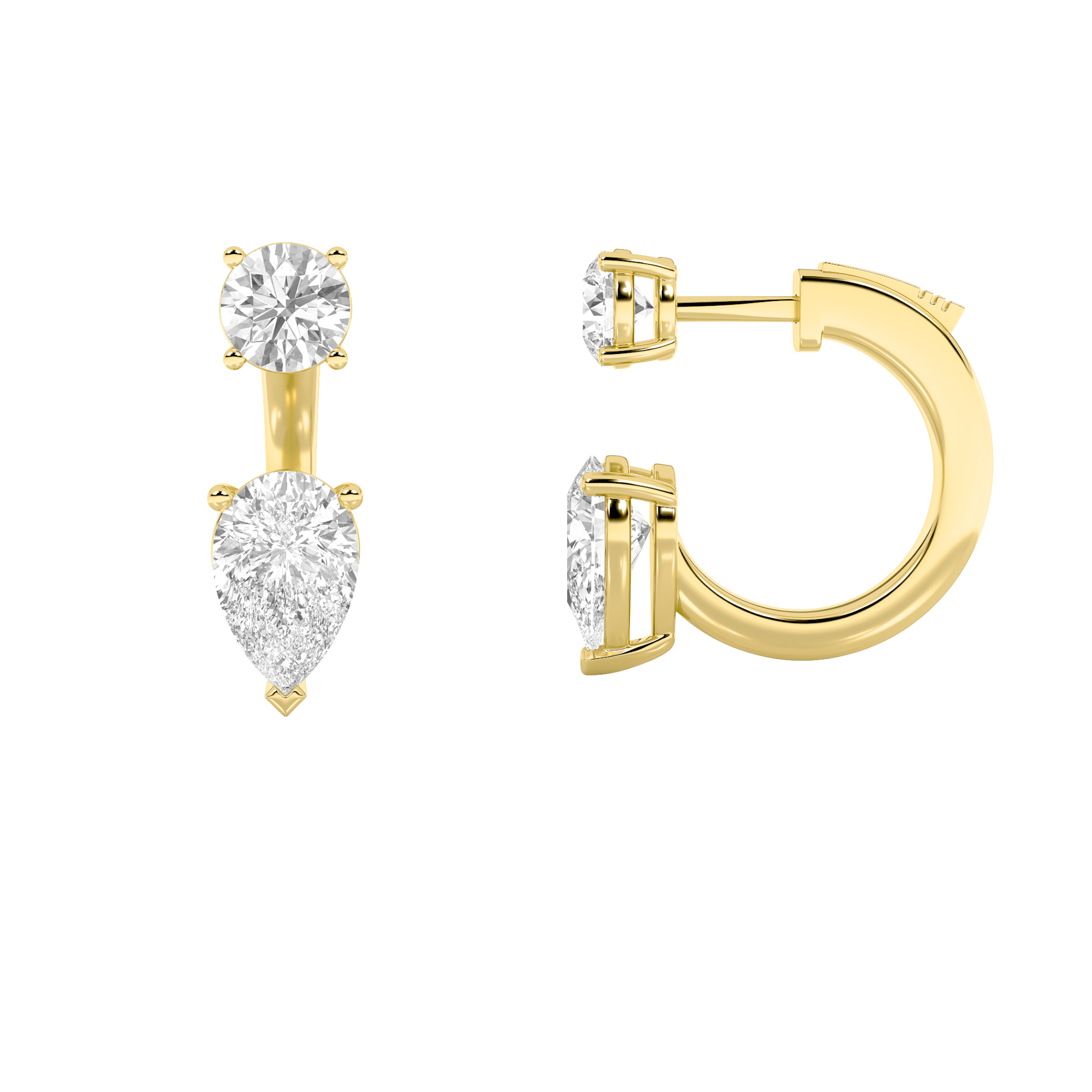 14K Yellow Gold 3.5ctw Pear Lab Diamond Earrings