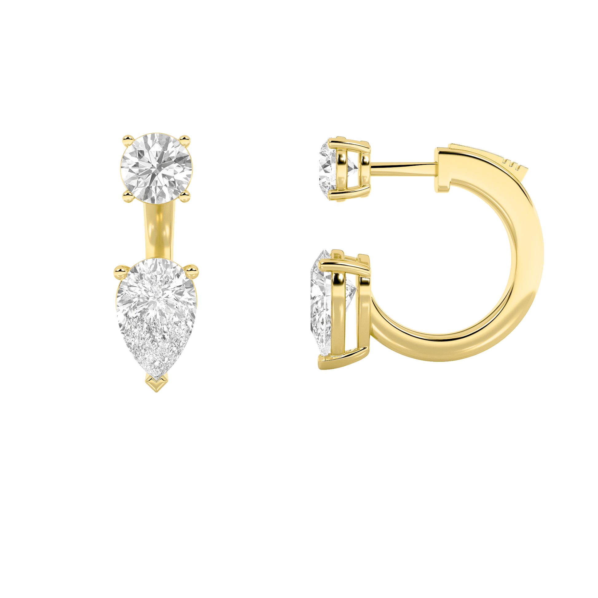 14K Yellow Gold 3.5ctw Pear Lab Diamond Earrings