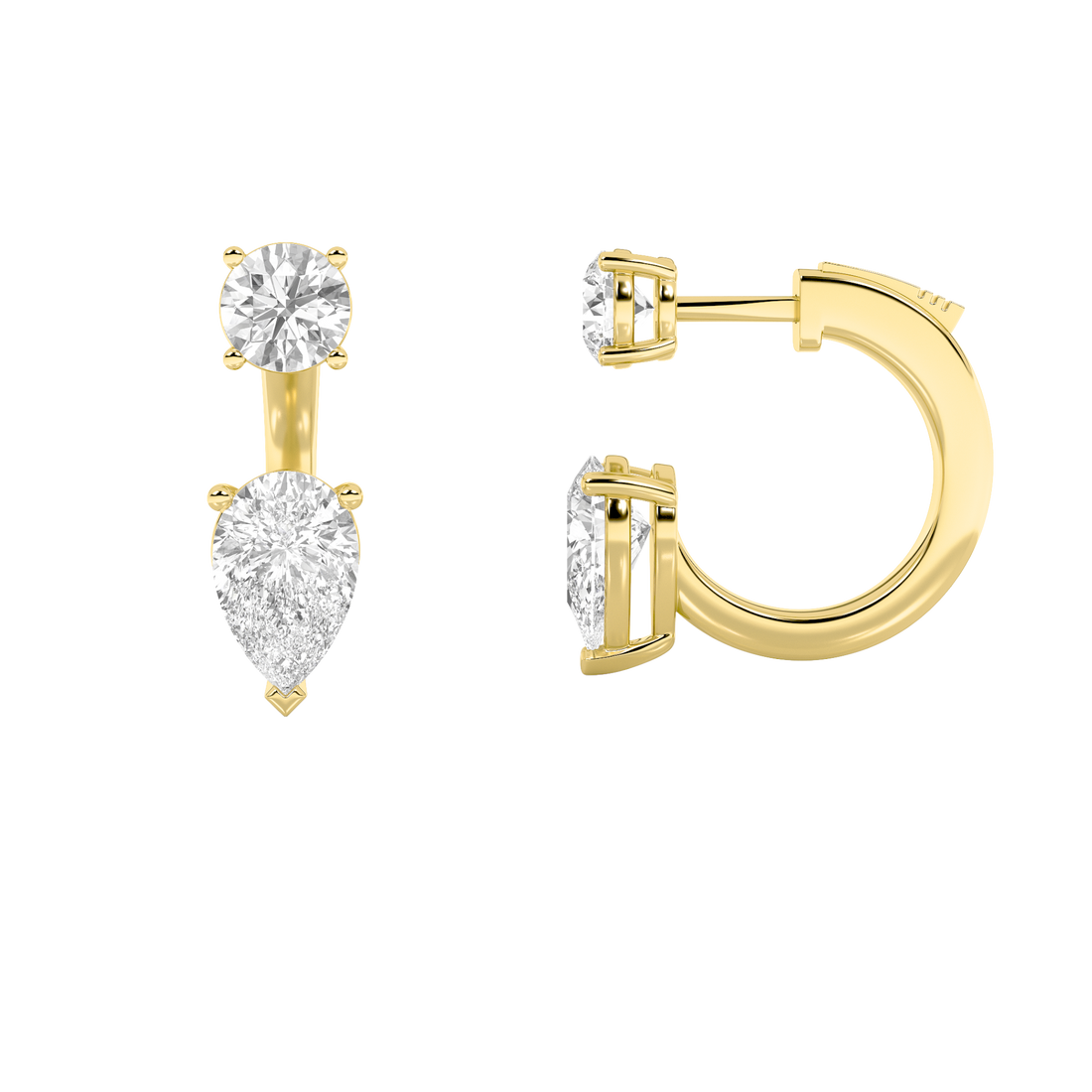 14K Yellow Gold 3.1ctw Pear Lab Diamond Earrings