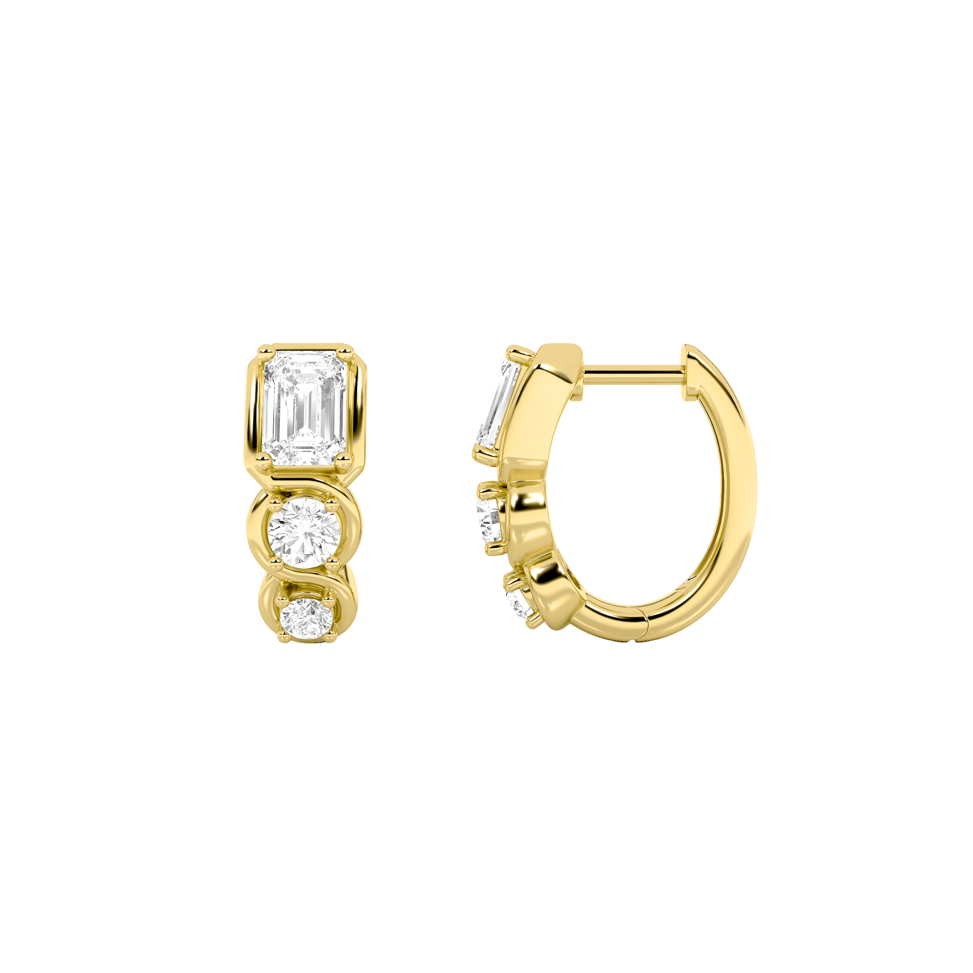 14K Yellow Gold 2.5ctw Lab Diamond Emerald Earrings